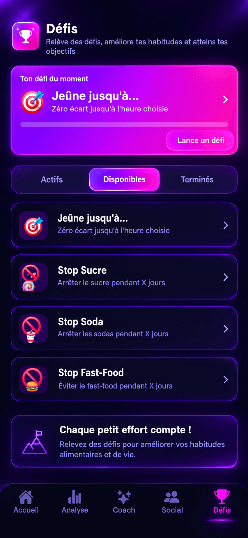 Défis Neyko : série No Cheat et paliers en cours